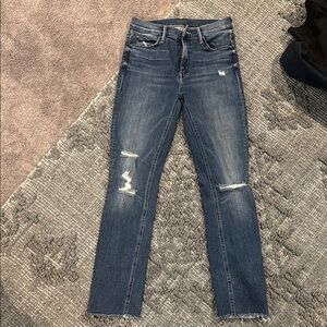 MOTHER Blue Skinny Jeans Distressed Casual